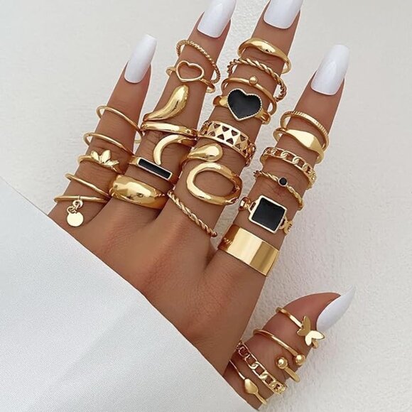 27PC Gold Plated Rings SET Boho Bohemian Glam Assorted Sizing Brand New Torrid - Picture 1 of 6